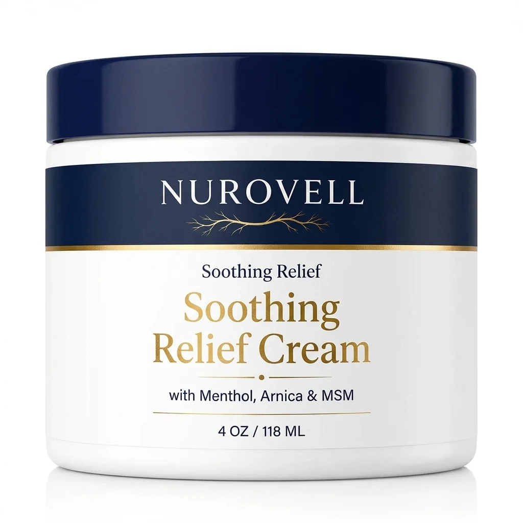 Nurovell Soothing Relief Cream — 4 oz jar with menthol, arnica & MSM